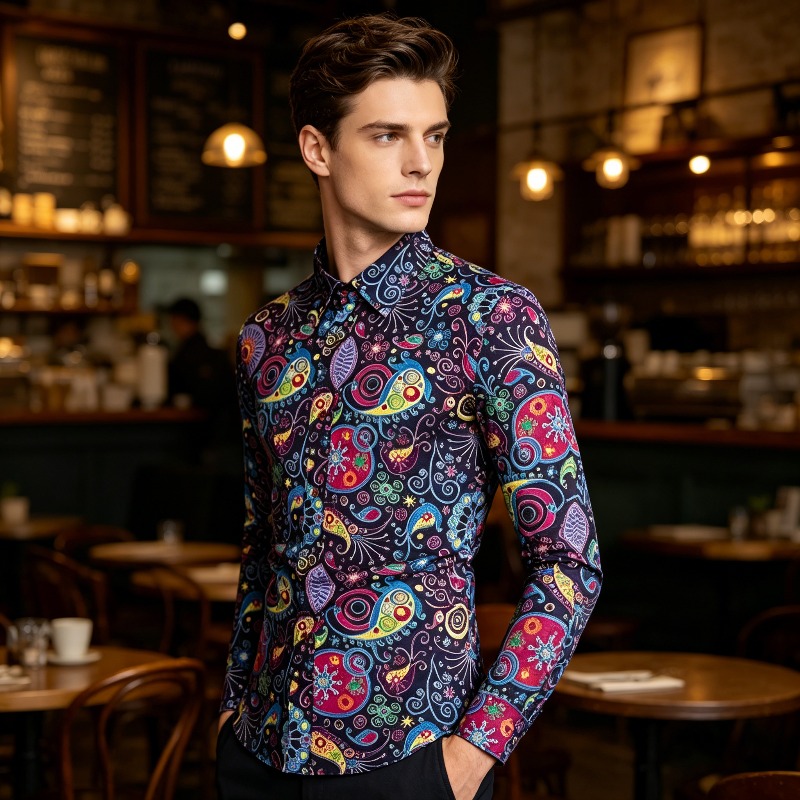 Ethnic Fashion Trends 2026 - เสื้อเชิ้ตพิมพ์ลายสไตล์ชาติพันธุ์สำหรับผู้ชายเทรนด์ใหม่ปี 2026 เหมาะสำหรับงานเทศกาล งานเฉลิมฉลอง และการแสดงบนเวทีในบรรยากาศไนท์คลับ