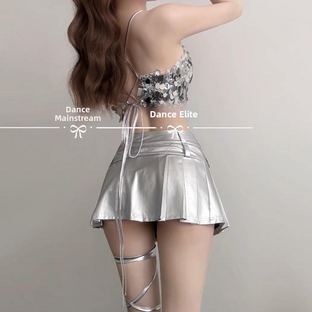 Ethnic Fashion Trends 2026 - ชุดเต้นแจ๊สสำหรับดีเจหญิง แนวแฟชั่นเก๋ไก๋ เซ็กซี่ สีเงิน สำหรับการแสดงบนเวที บาร์