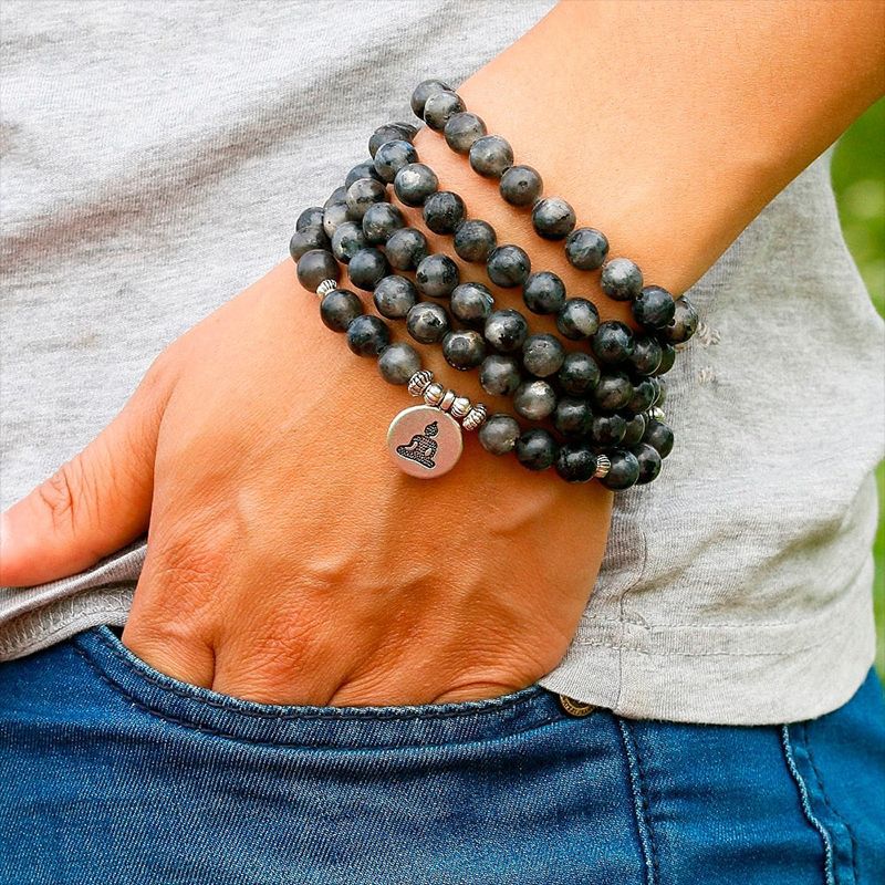 Ethnic Fashion Sale - ขายร้อนสร้อยข้อมือหินธรรมชาติสร้อยคอ 108 สร้อยข้อมือสําหรับบุรุษและสตรีคู่วัฒนธรรมเล่นเครื่องประดับ