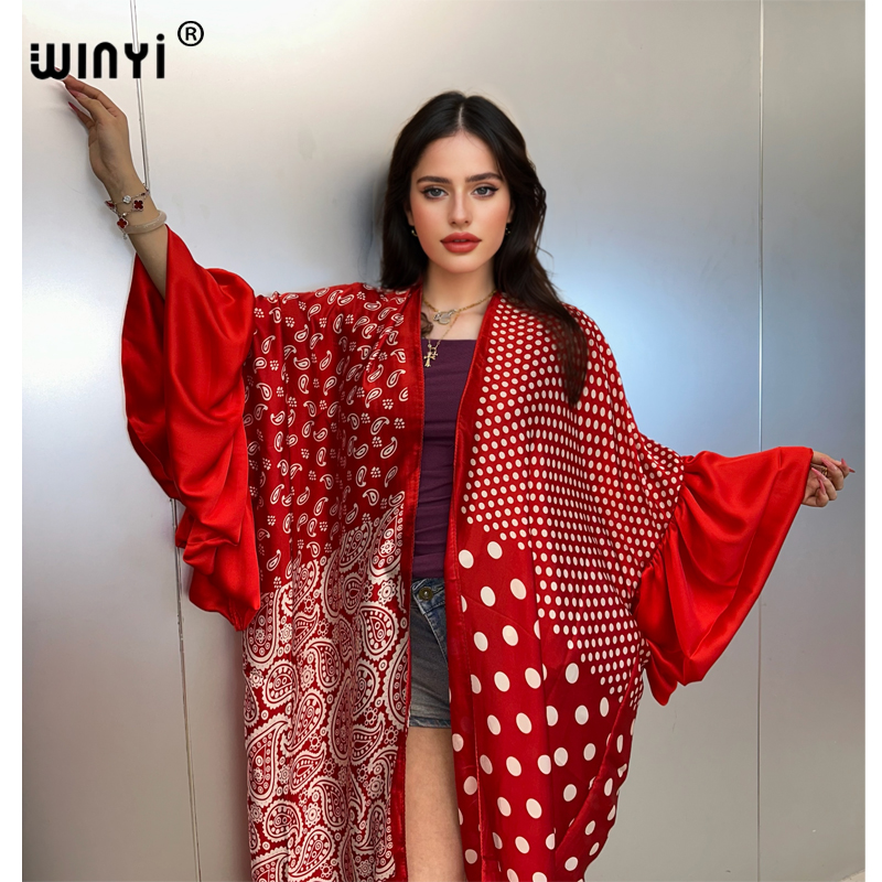 Kaftan Women Boho - ชุดคลุมกิโมโนฤดูร้อน WINYI สำหรับงานปาร์ตี้ ชุดชายหาด ชุดคลุมชุดว่ายน้ำ สไตล์แอฟริกัน
