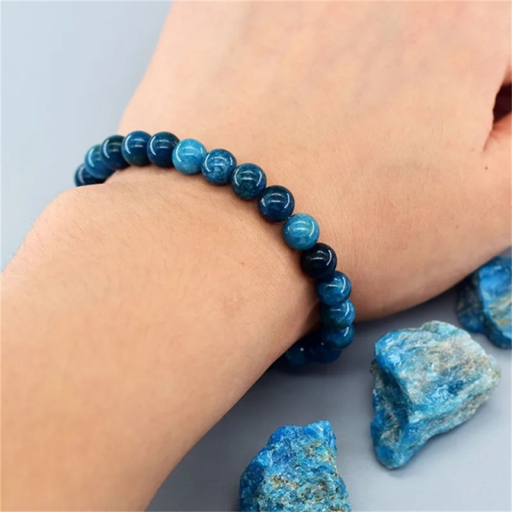 Men'S Ethnic Fashion Trends - สร้อยข้อมืออะพาไทต์ 1 ชิ้น สีน้ำเงิน สำหรับผู้ชายและผู้หญิง สร้อยข้อมือดีไซน์สร้างสรรค์
