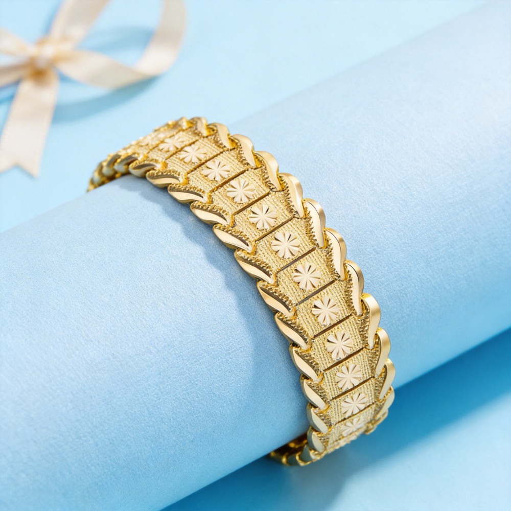 Ethnic Fashion Brand - กำไลข้อมือเงินแท้ 925 ชุบทอง 18K ดีไซน์หรูหรา สวยงาม