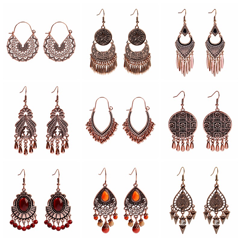 Ethnic Indian Fashion - ผู้หญิงวินเทจ Vintage Boho กางเกงสุภาพสตรี Rose Golden