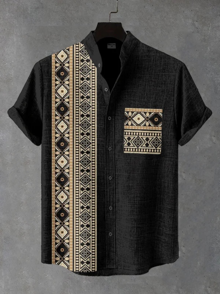 Men'S Ethnic Fashion Trends - เสื้อเชิ้ตแขนสั้นสไตล์ชนเผ่าแนวเรโทรสำหรับผู้ชาย - เสื้อแฟชั่นลำลองแนวสตรีทสไตล์แอฟริกันสำหรับวันหยุด
