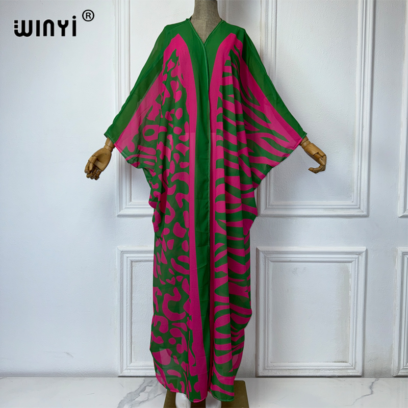 Kaftan Women Boho - WINYI Africa ชุดกิโมโนลายโบฮีเมียนสำหรับผู้หญิง เสื้อคลุมหลวม ชุดชายหาด คาฟตัน