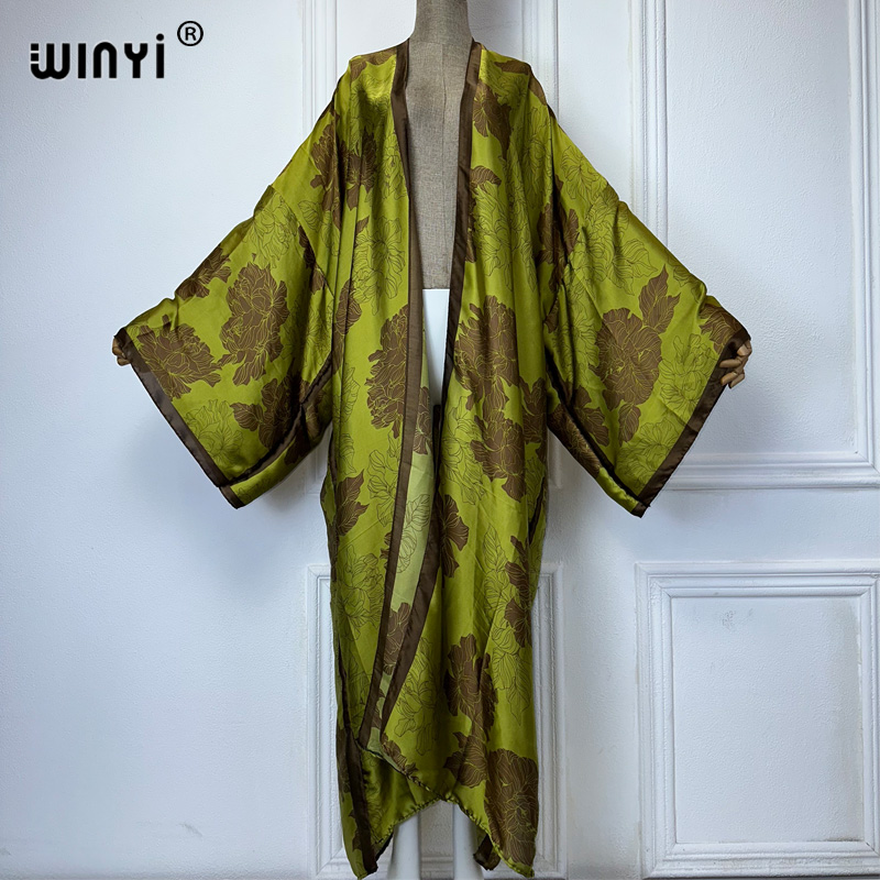 Kaftan Women Boho - WINYI แอฟริกา boho พิมพ์ชุดกิโมโนชุดยาวผู้หญิงเสื้อสเวตเตอร์ถักชุดชายหาด kaftan beach