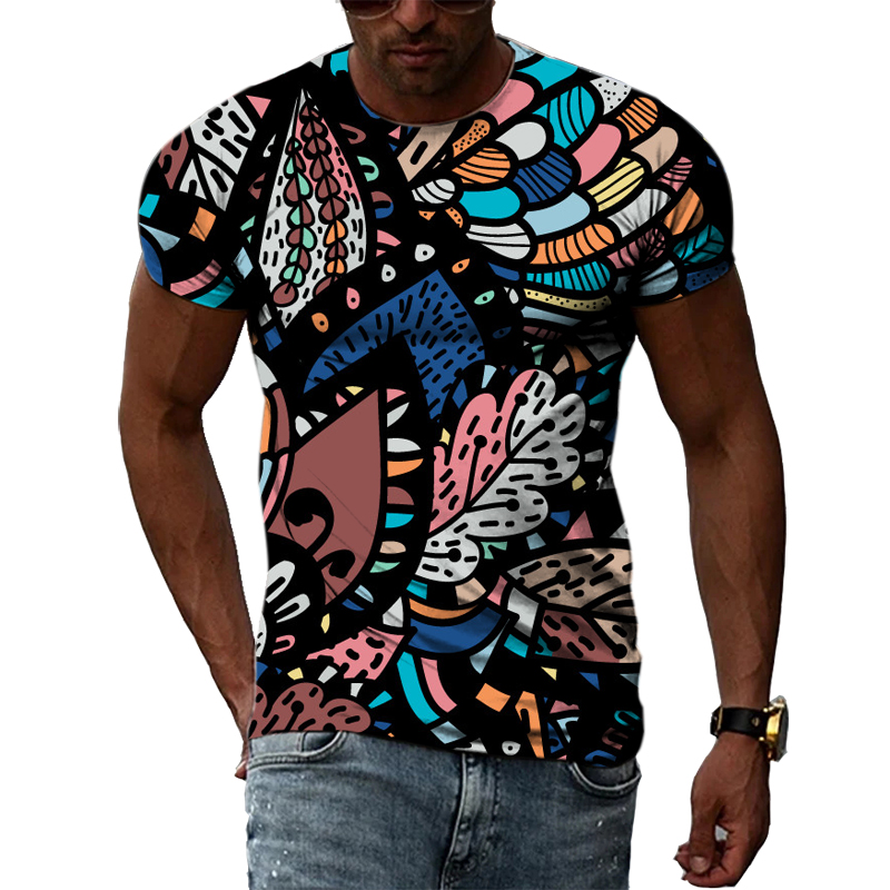 Men'S Ethnic Fashion Trends - ใหม่3D แฟชั่นชาติพันธุ์สีสันรูปแบบ Unisex พิมพ์เสื้อยืด Trendly ชายฤดูร้อนสบายๆบุคลิกภาพ