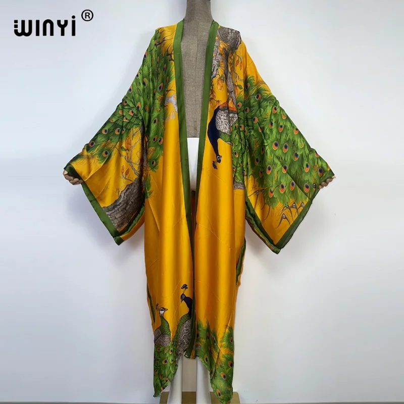 วินยี ชุดกิโมโนลายพิมพ์นกยูงสไ - Kaftan Women Boho บทวิจารณ์และราคา