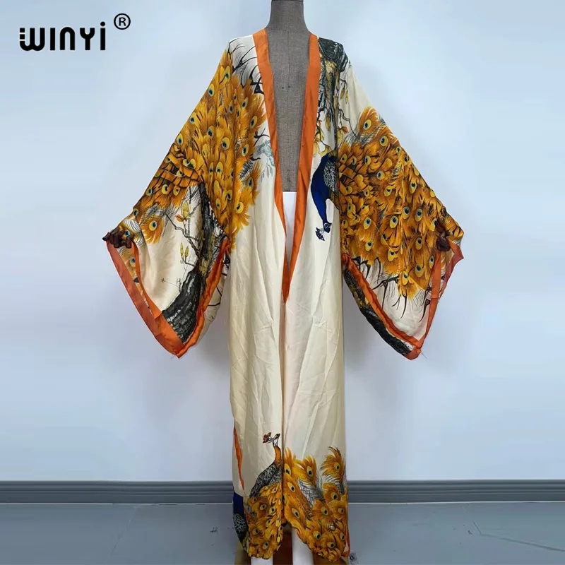 วินยี ชุดกิโมโนลายพิมพ์นกยูงสไ - Kaftan Women Boho บทวิจารณ์และราคา