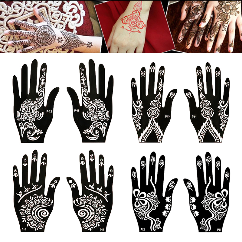 2ชิ้นแม่แบบอุปกรณ์สักลายเฮนน่า - Ethnic Fashion India บทวิจารณ์และราคา