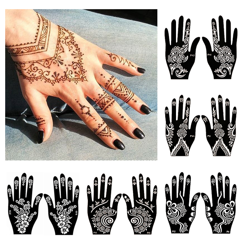 2ชิ้นแม่แบบอุปกรณ์สักลายเฮนน่า - Ethnic Fashion India บทวิจารณ์และราคา