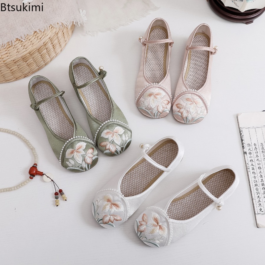 แฟชั่นปักลายสไตล์จีนรองเท้าส้น - Ethnic Fabric บทวิจารณ์และราคา