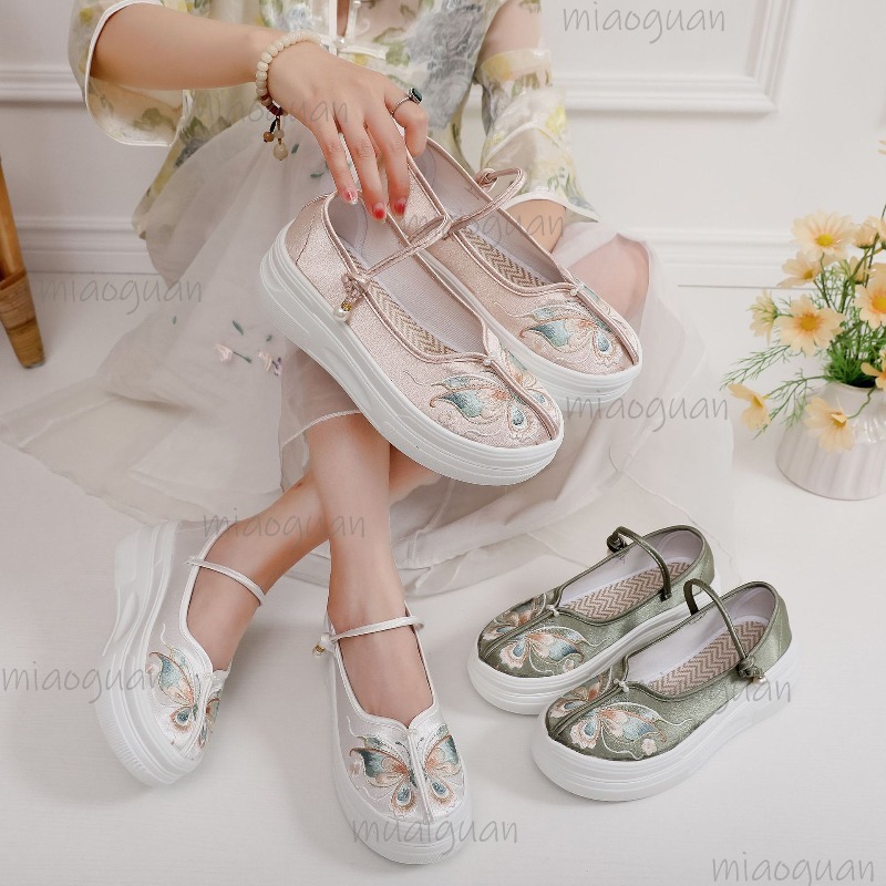 รองเท้าส้นหนาสไตล์จีนสำหรับผู้ - Ethnic Fabric บทวิจารณ์และราคา