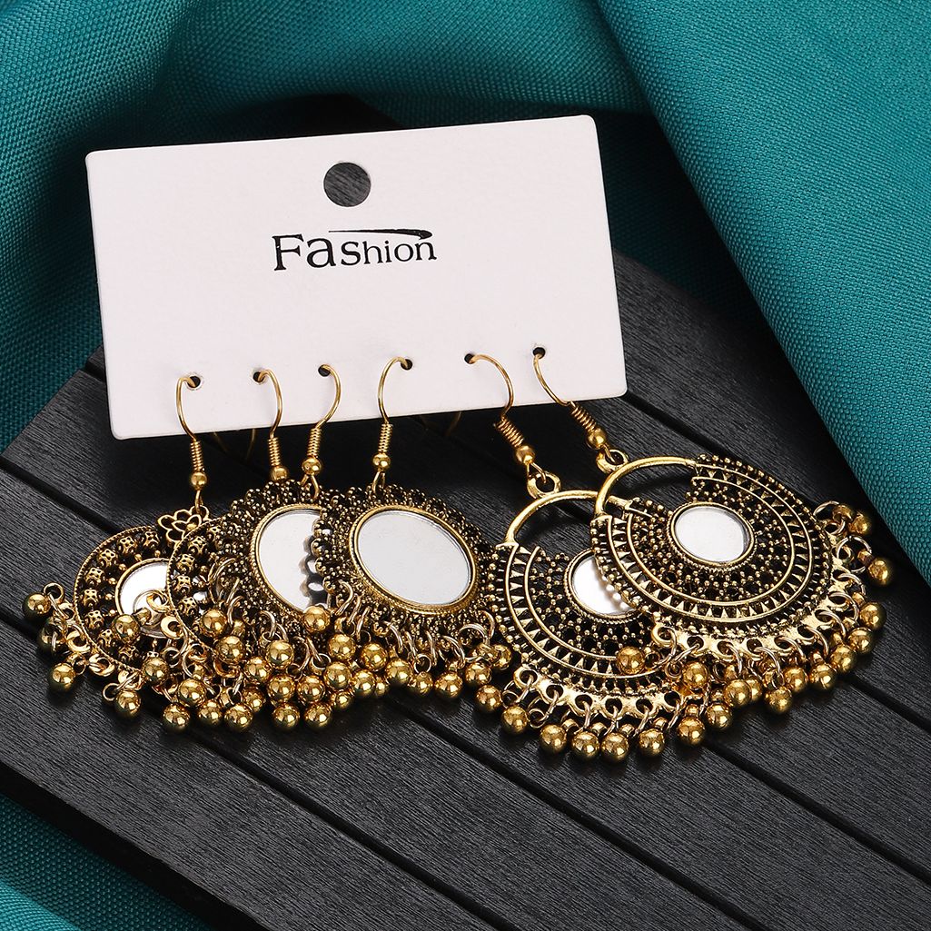 ชุดต่างหูสีทองวินเทจต่างหูพู่ล - Ethnic Indian Fashion บทวิจารณ์และราคา