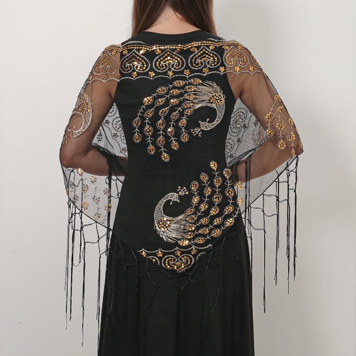 ผ้าพันคอสามเหลี่ยมลายขนนกยูงสำ - Ethnic Fashion Sale บทวิจารณ์และราคา