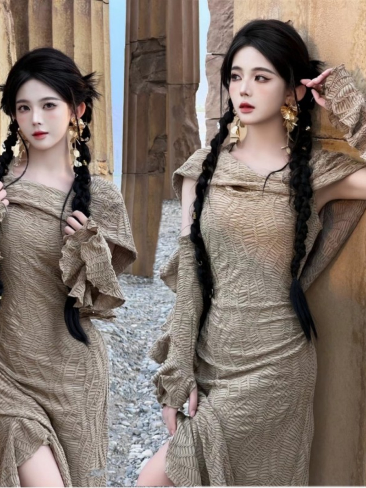 ชุดเดรสยาวธีมทะเลทราย แฟชั่นผู - Ethnic Clothing & Online Fashion Store Khaadi Uk บทวิจารณ์และราคา