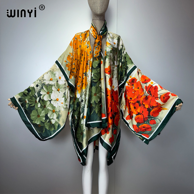 WINYI ฤดูร้อนกิโมโนผ้าไหมความร - Kaftan Women Boho บทวิจารณ์และราคา