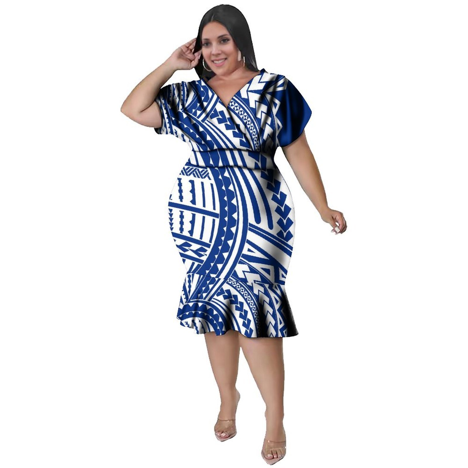 ชุดเดรสคอวีสไตล์โพลีนีเซียนสำห - Ethnic Fabric บทวิจารณ์และราคา