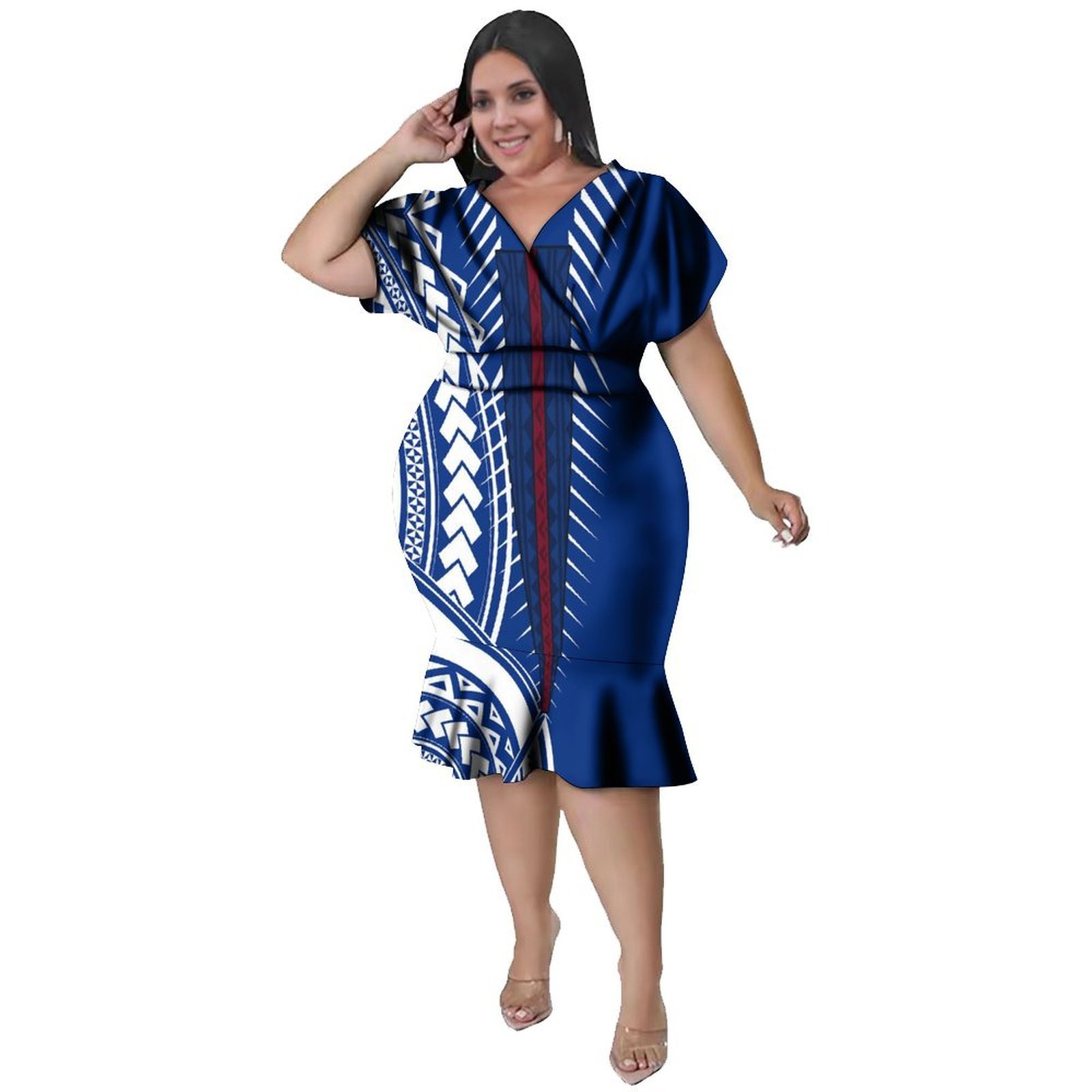 ชุดเดรสคอวีสไตล์โพลีนีเซียนสำห - Ethnic Fabric บทวิจารณ์และราคา