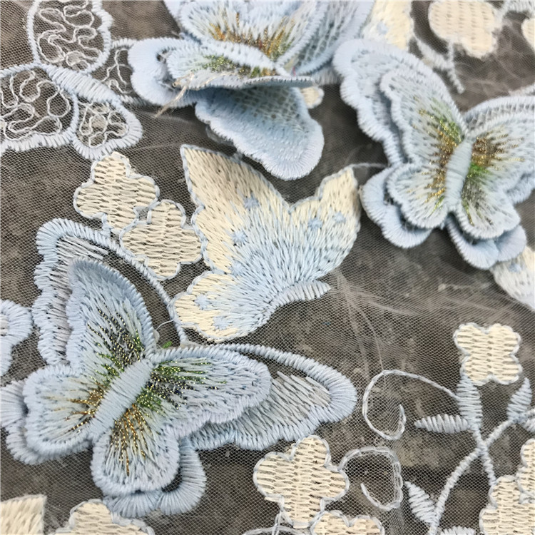 ผ้าลูกไม้ไหมนมปักลายผีเสื้อ 3  - Ethnic Fabric บทวิจารณ์และราคา