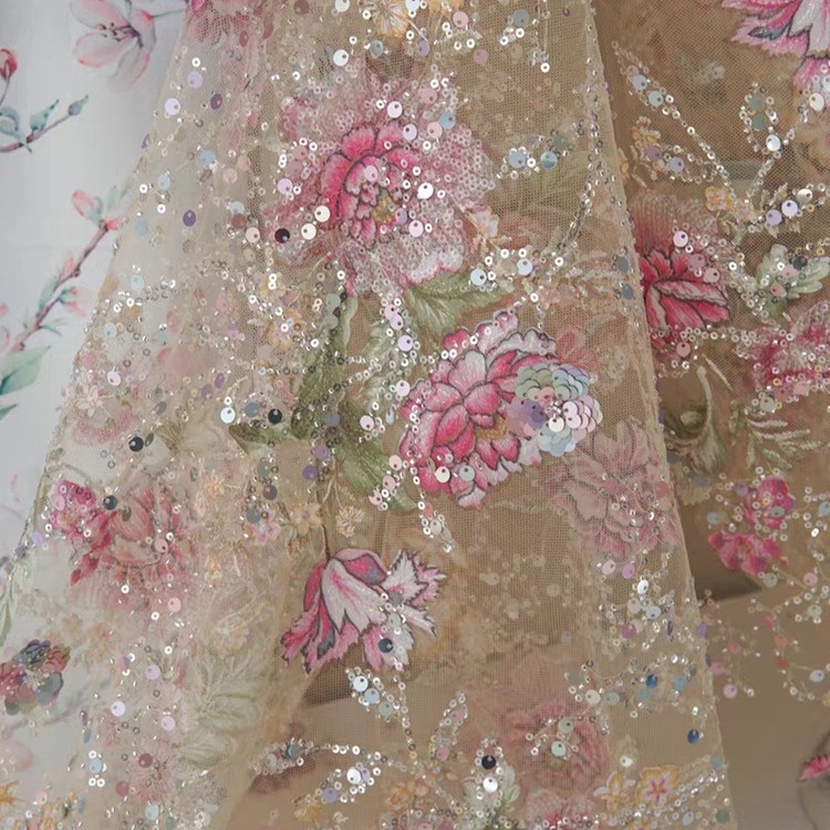 ผ้าลูกไม้ปักลายหรูหรา กว้าง 1  - Ethnic Fabric บทวิจารณ์และราคา