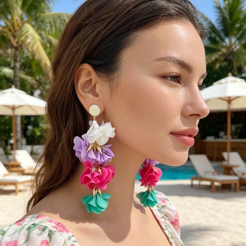 ต่างหูหนีบลายดอกไม้หลากสีสันสไ - Ethnic Fashion Trends 2026 บทวิจารณ์และราคา